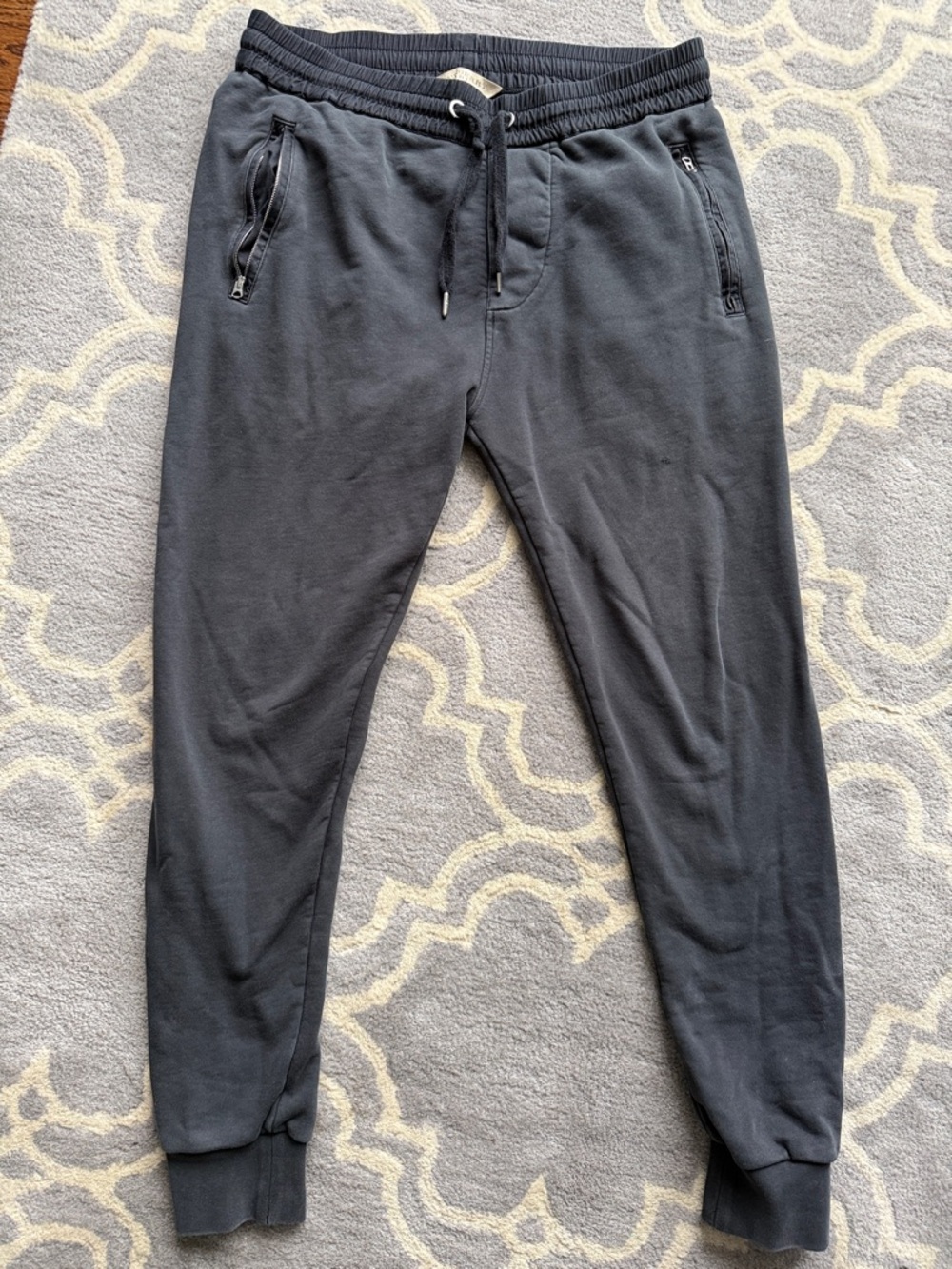 Burberry Brit Men's Charcoal Black Drawstring Joggers with Zip Pockets
